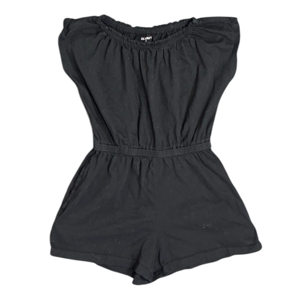 Old Navy | Girls Short Pant Short Sleeve Romper Ruched Neck Black, Size M (8)